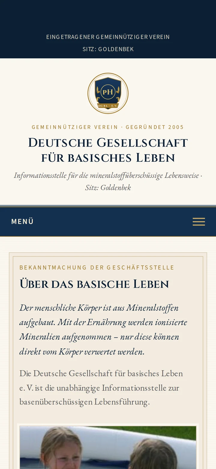 Deutsche Gesellschaft für basisches Leben auf dem Smartphone: Startseite