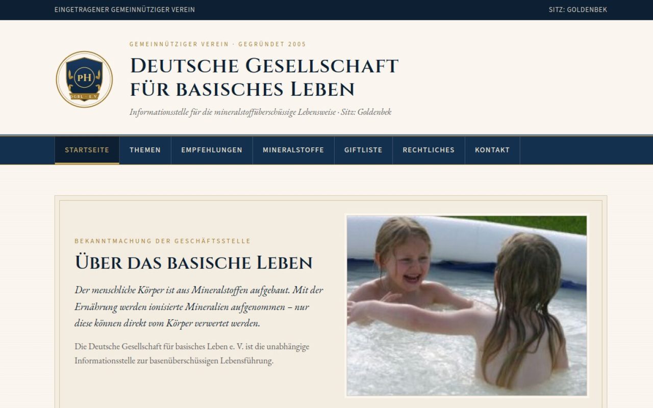 Deutsche Gesellschaft für basisches Leben — WordPress · Vereins-Website (Webseite)