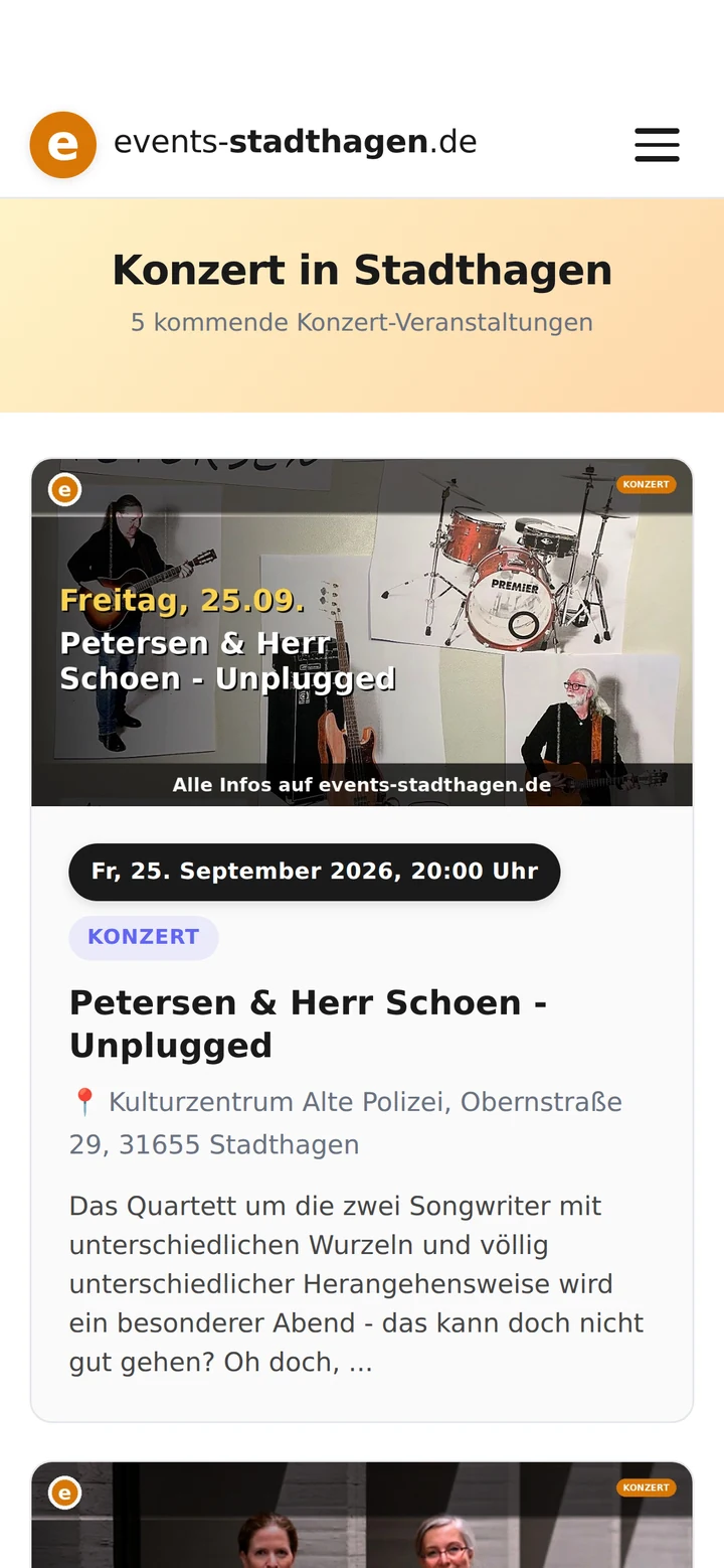 Events Stadthagen auf dem Smartphone: Konzerte