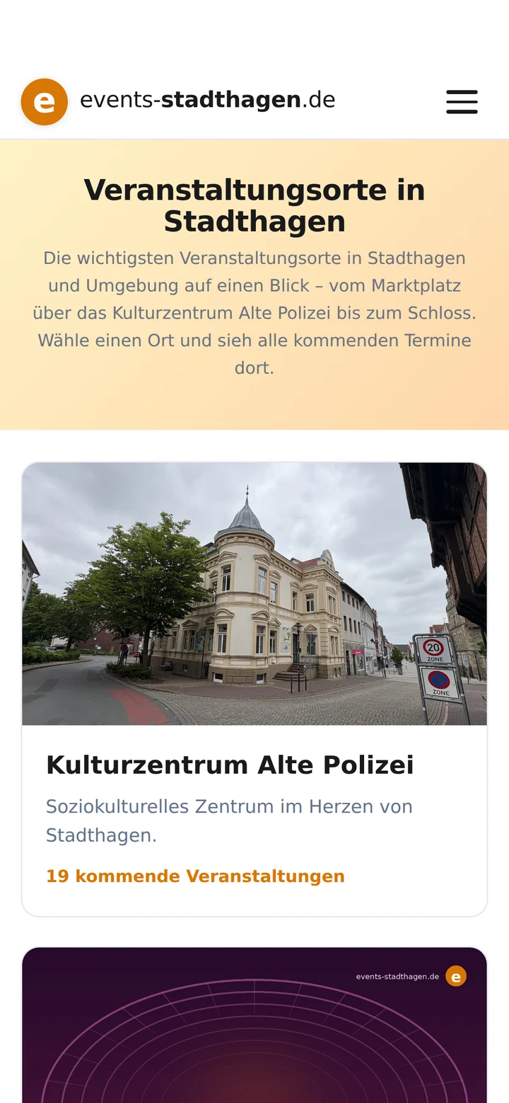 Events Stadthagen auf dem Smartphone: Veranstaltungsorte