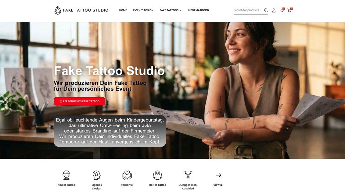 Fake Tattoo Studio — WooCommerce · Shop (Onlineshop)