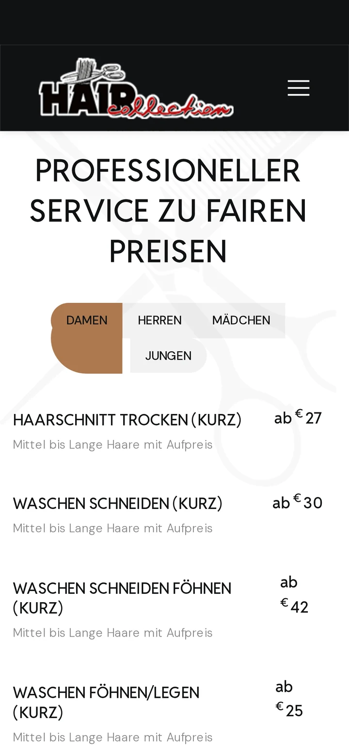 Friseursalon Leverkusen auf dem Smartphone: Preisliste