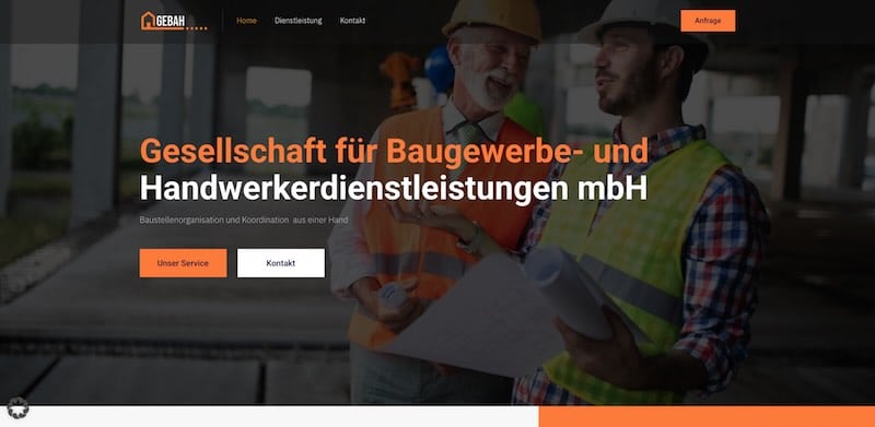 Bauunternehmen — WordPress · Handwerk (Webseite)