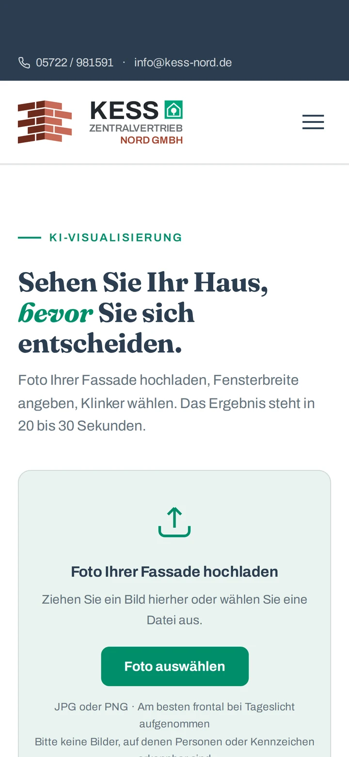 Isolierklinker Zentralvertrieb Nord auf dem Smartphone: Fassaden-Visualisierung
