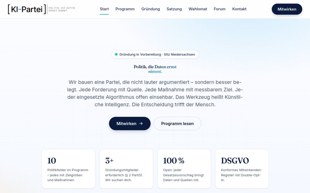 KI-Partei — WordPress · Politik & KI (Webseite)
