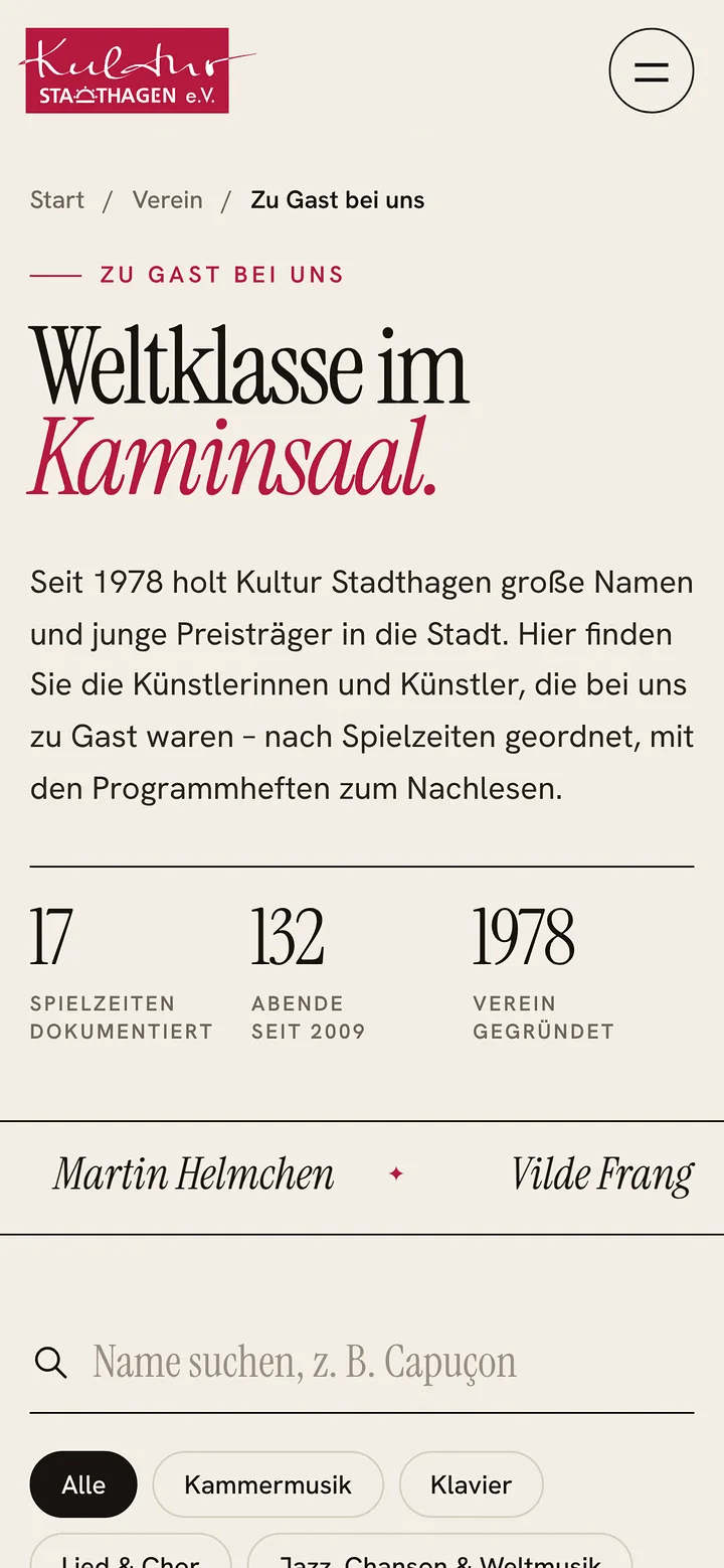 Kultur Stadthagen e.V. auf dem Smartphone: Archiv „Zu Gast bei uns“