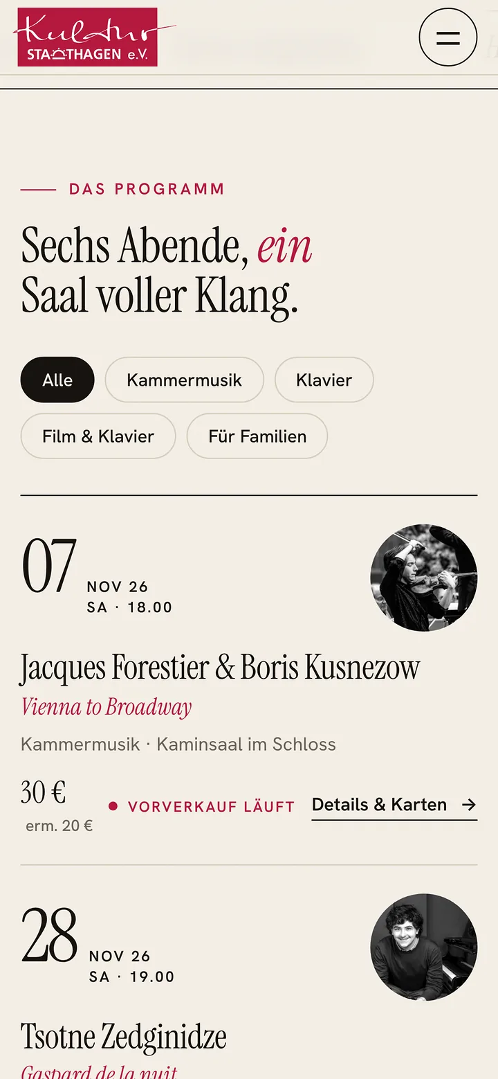 Kultur Stadthagen e.V. auf dem Smartphone: Saisonprogramm