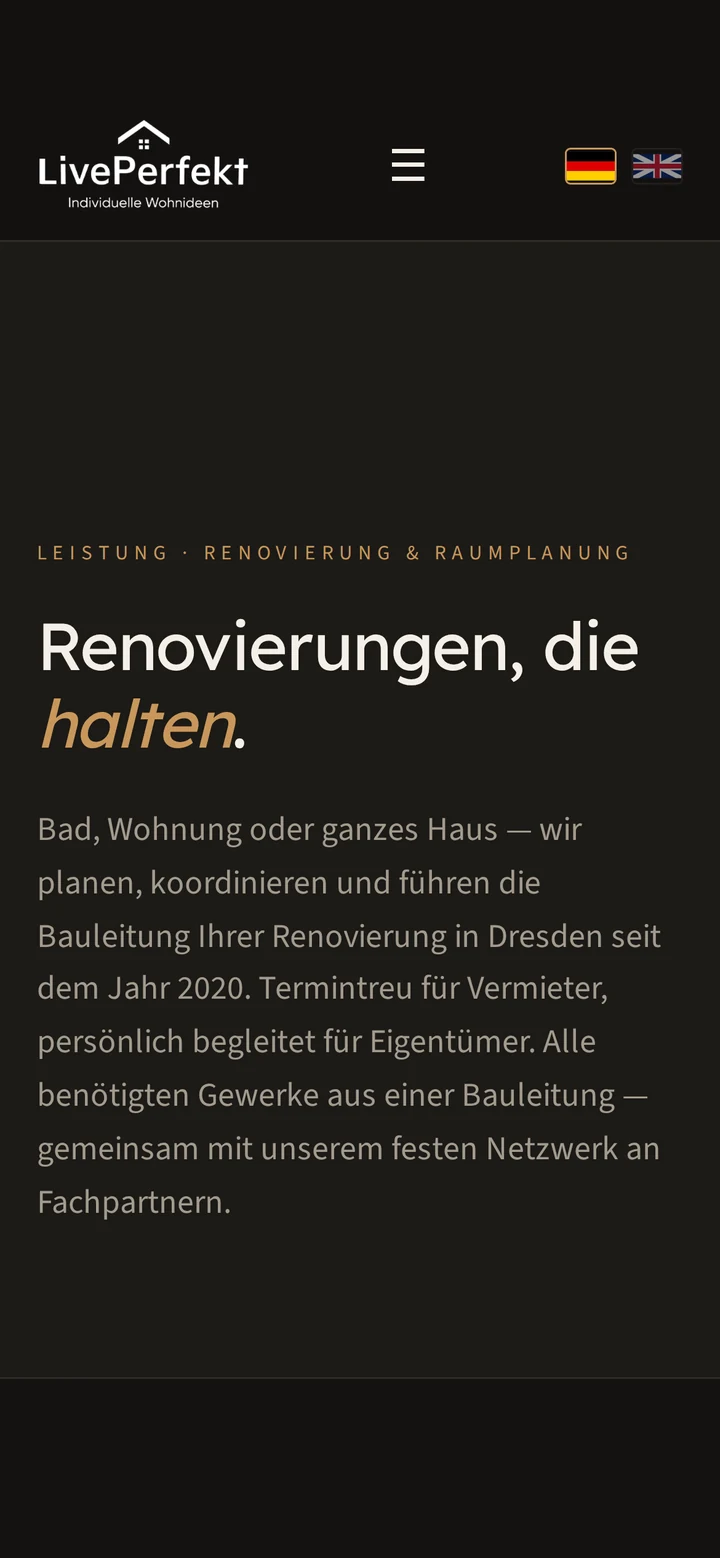 LivePerfekt auf dem Smartphone: Renovierungen