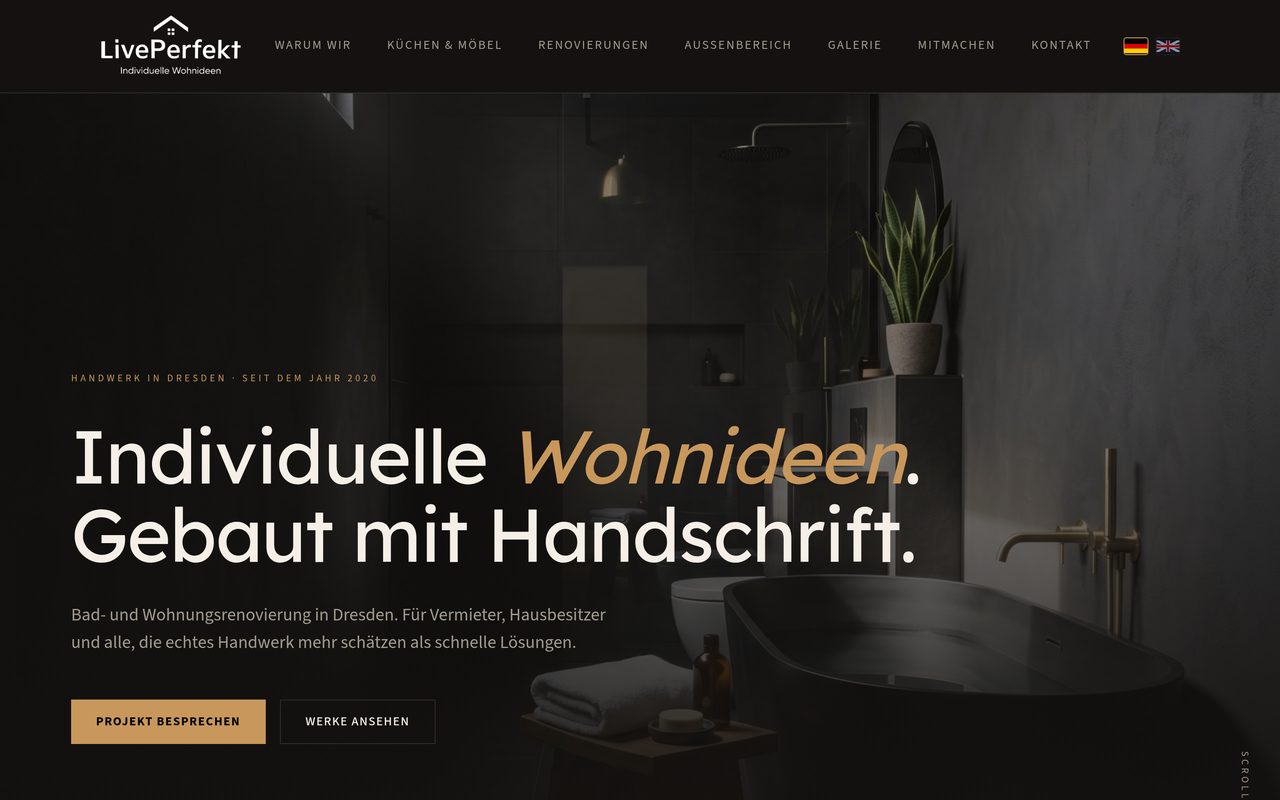 LivePerfekt — Renovierung · Dresden (Webseite)