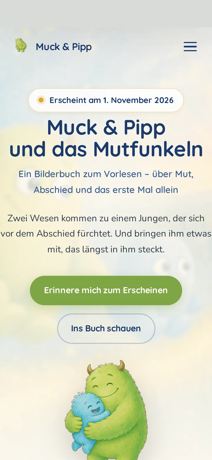 Muck & Pipp und das Mutfunkeln auf dem Smartphone: Startseite