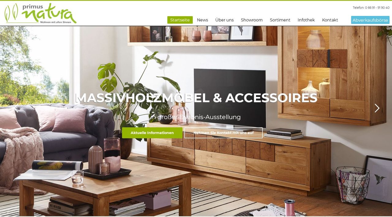 Primus Natura — Möbelhaus — WooCommerce · mit Reservierungs-System (Onlineshop)