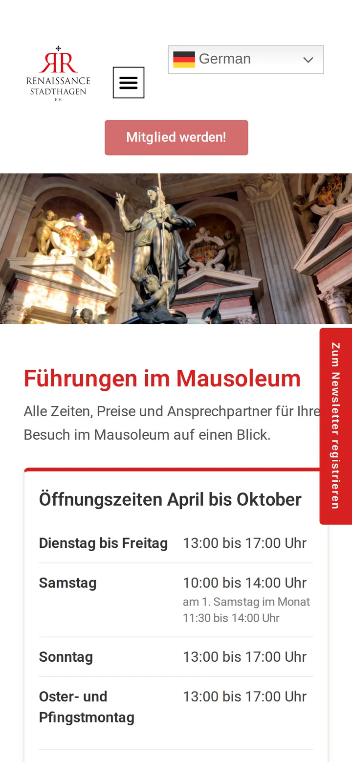 Renaissanceverein Stadthagen auf dem Smartphone: Startseite