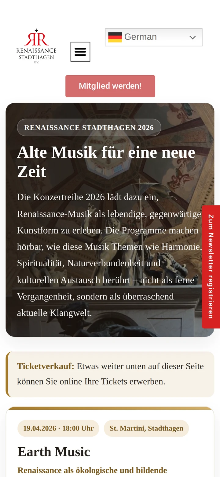 Renaissanceverein Stadthagen auf dem Smartphone: Konzertreihe