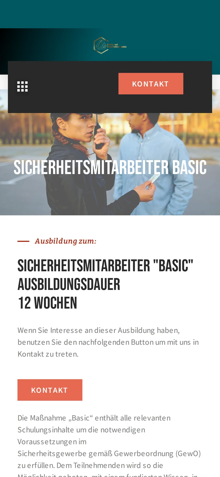 Schule für Sicherheitsmitarbeiter auf dem Smartphone: Ausbildung Basic