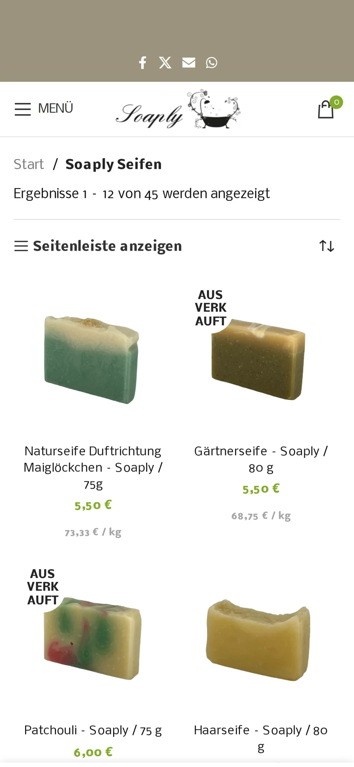 Soaply — Seifen auf dem Smartphone: Seifensortiment