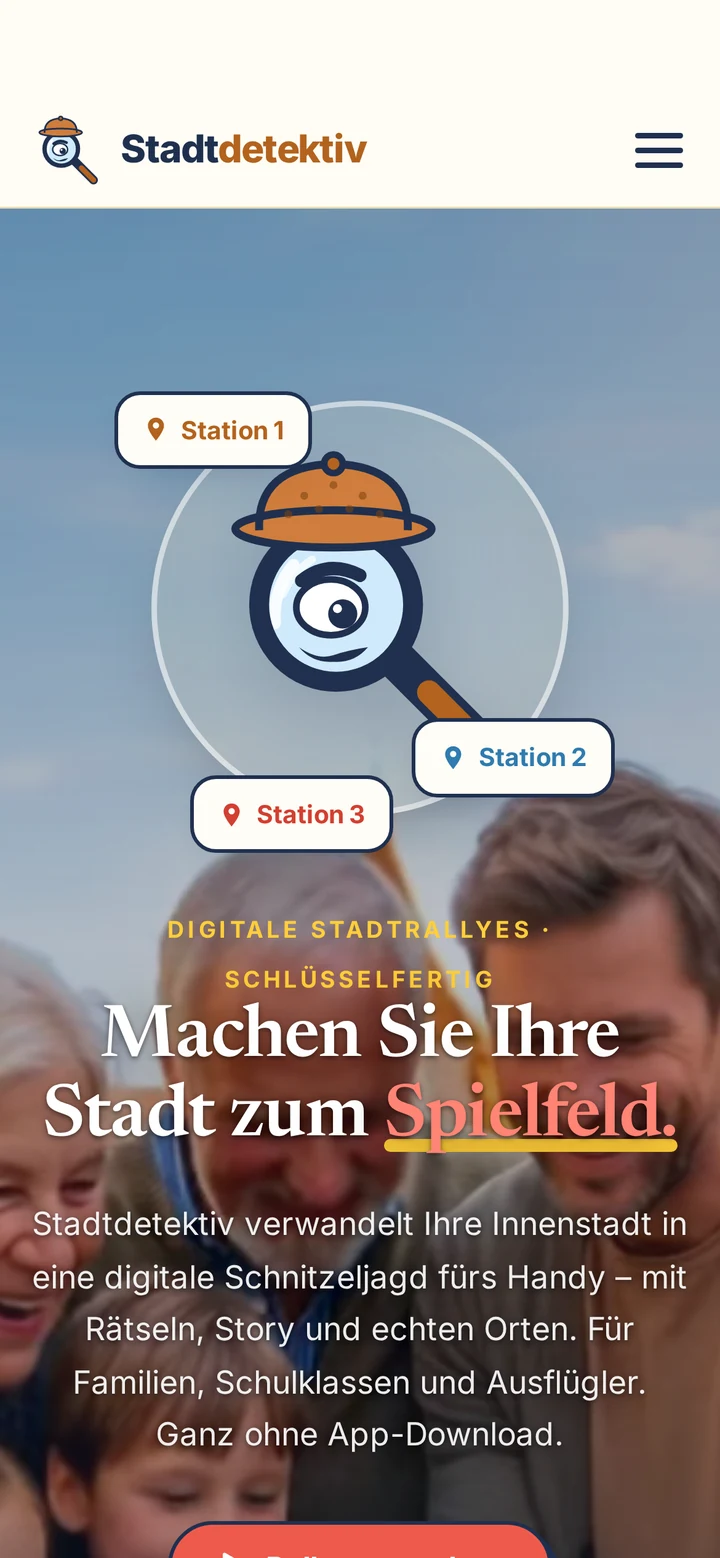 Stadtdetektiv auf dem Smartphone: Startseite