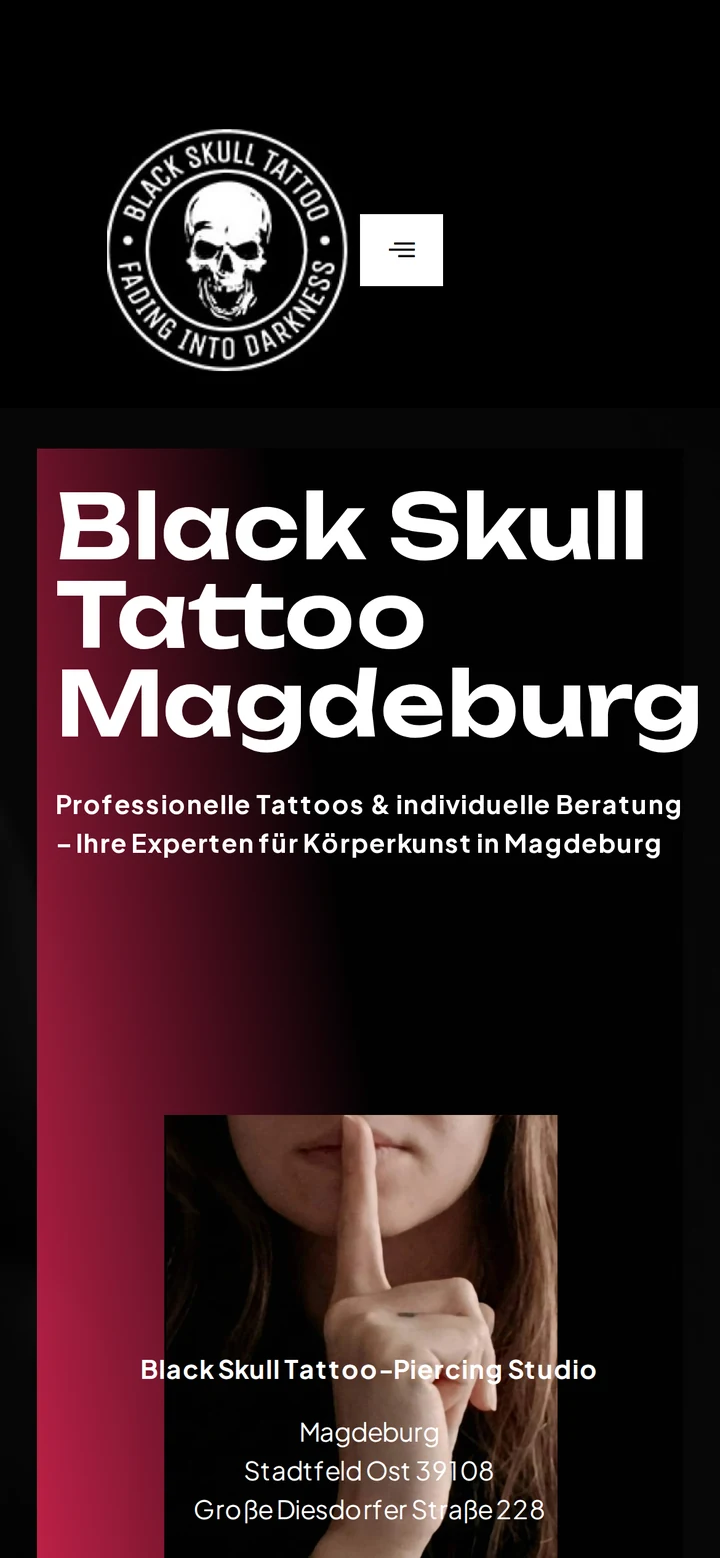 Tattoo- & Piercing Studio Magdeburg auf dem Smartphone: Startseite