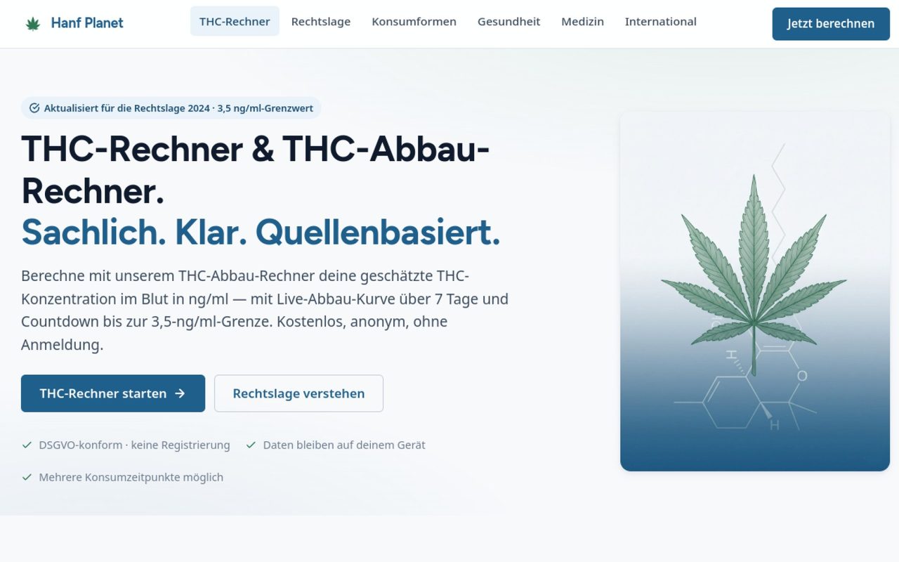 THC-Abbau-Rechner — Custom Tool · Web-App (Webseite)