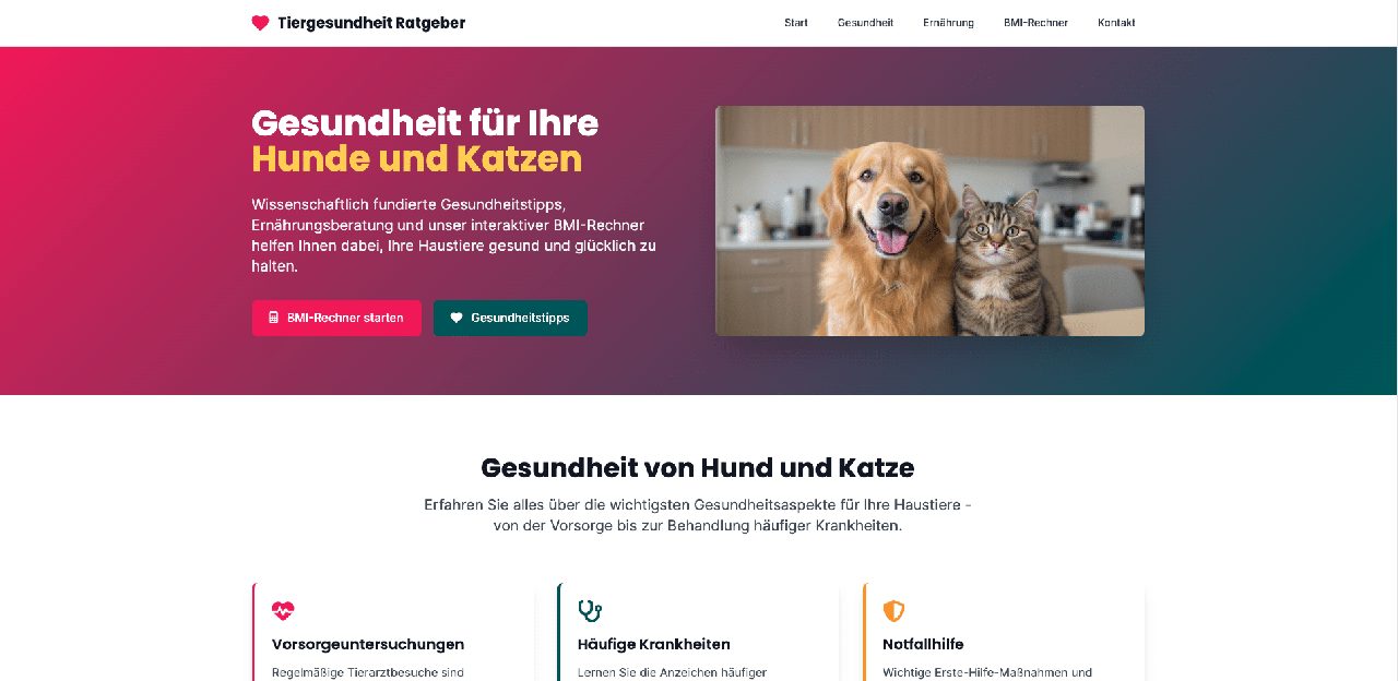 Tiergesundheit Ratgeber — WordPress · Content-Hub (Webseite)