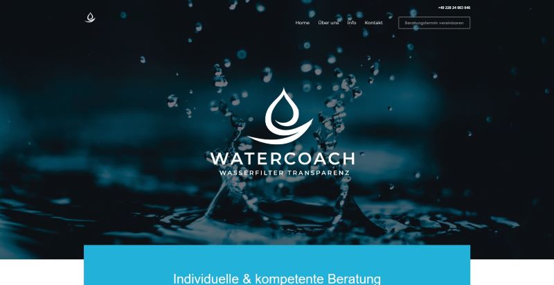 Watercoach — Wasserfilter — WordPress · Produkt-Website (Webseite)