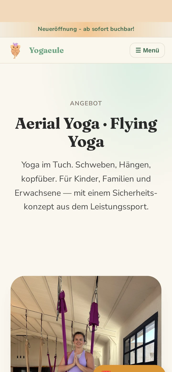 Yogaeule auf dem Smartphone: Aerial Yoga