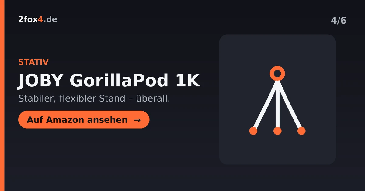 JOBY GorillaPod 1K – flexibles Stativ mit Kugelkopf für Kamera und Smartphone