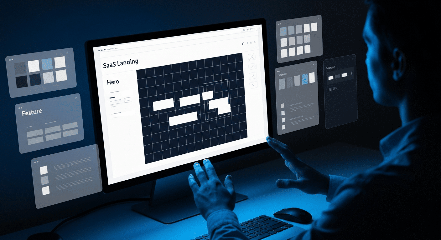 KI Webdesign Tool generiert automatisch ein modernes Seitenlayout per Prompt
