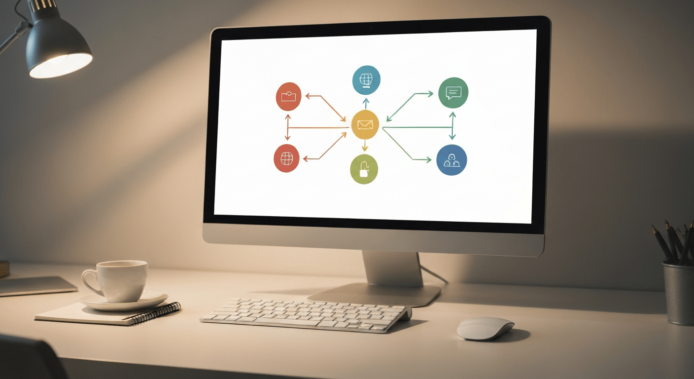 Webdesign Workflow Diagramm zeigt Prozesskette von Kundenanfrage bis Go-Live