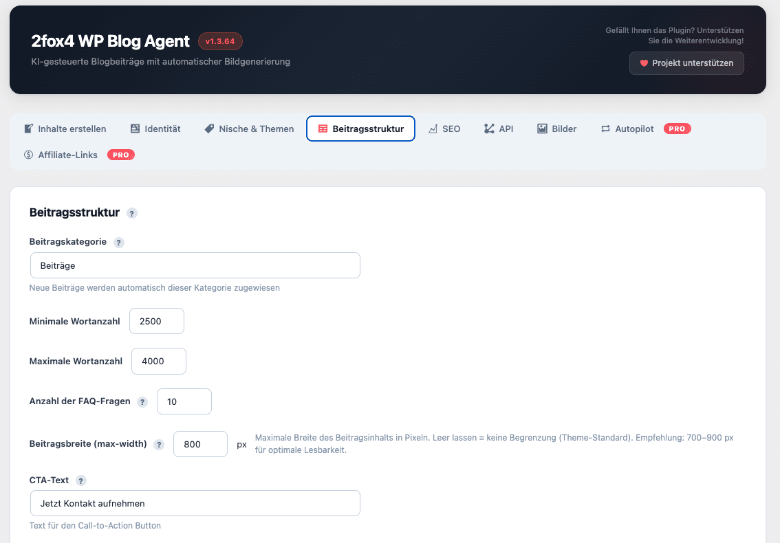 Blog Agent Beitragsstruktur