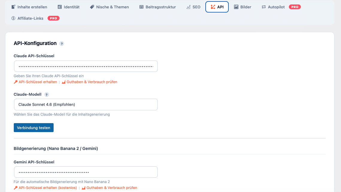 Blog Agent API-Konfiguration