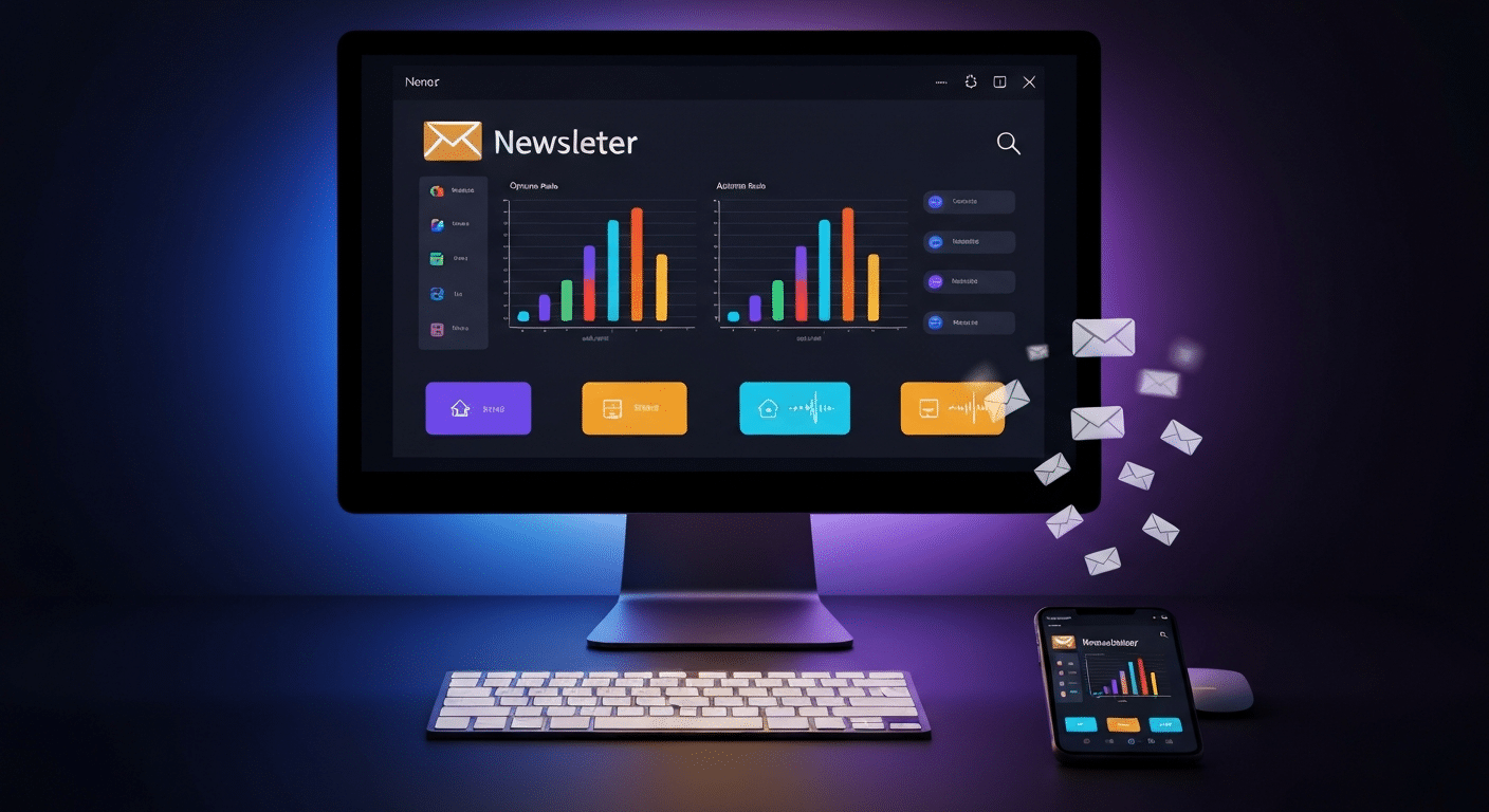 5 Schnelle KI-Automationen für Webdesigner 3 KI Automatisierung Webdesign Newsletter-Marketing vollautomatisch mit modernem Dashboard steuern