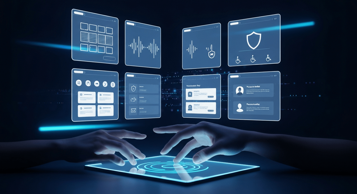 Übersicht der 9 wichtigsten KI-Trends im Webdesign 2026 als visuelle Infografik