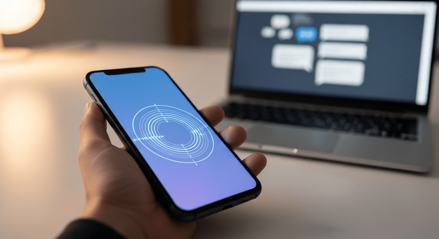 Voice UI Interface zeigt KI-Trends im Webdesign 2026 mit Sprachsteuerung