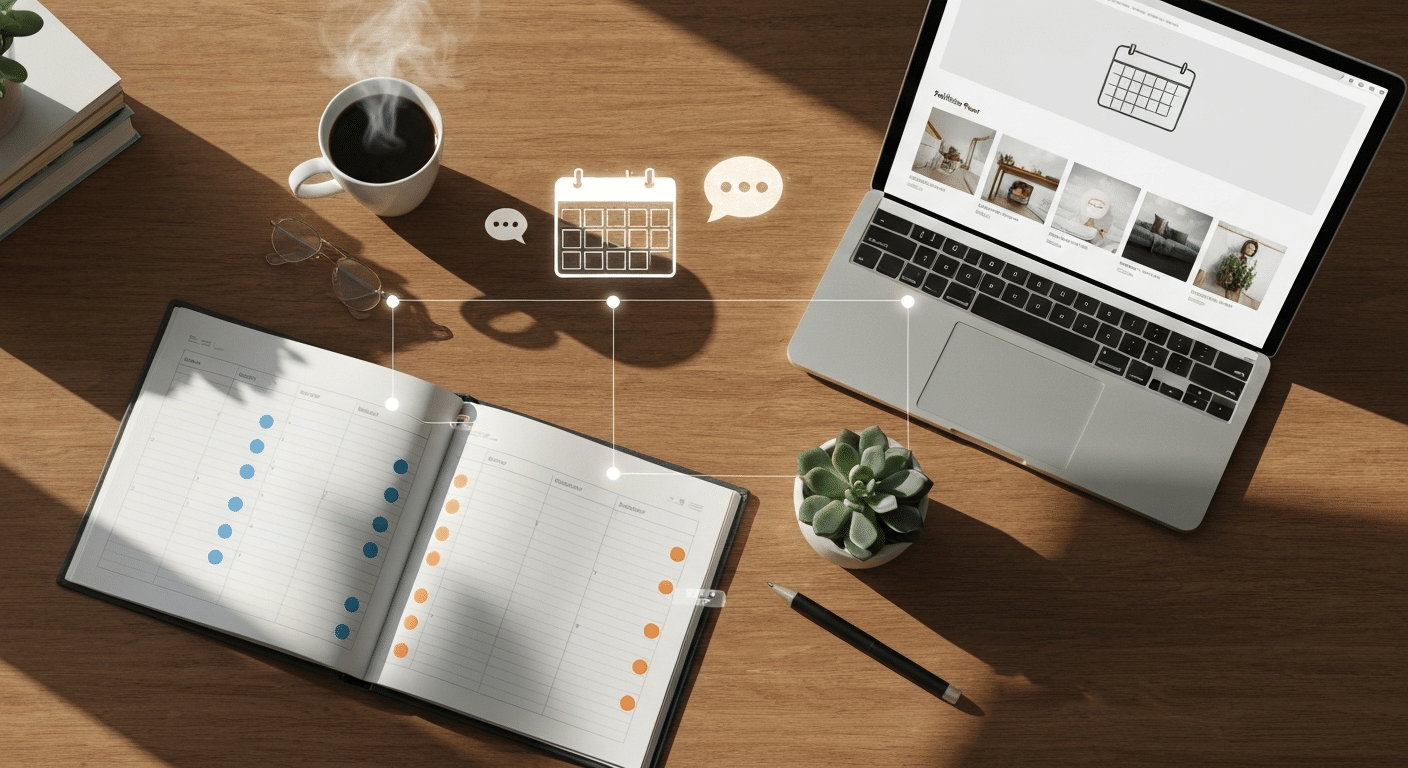 Redaktionskalender symbolisiert regelmäßige Inhalte für bessere WordPress ChatGPT Sichtbarkeit