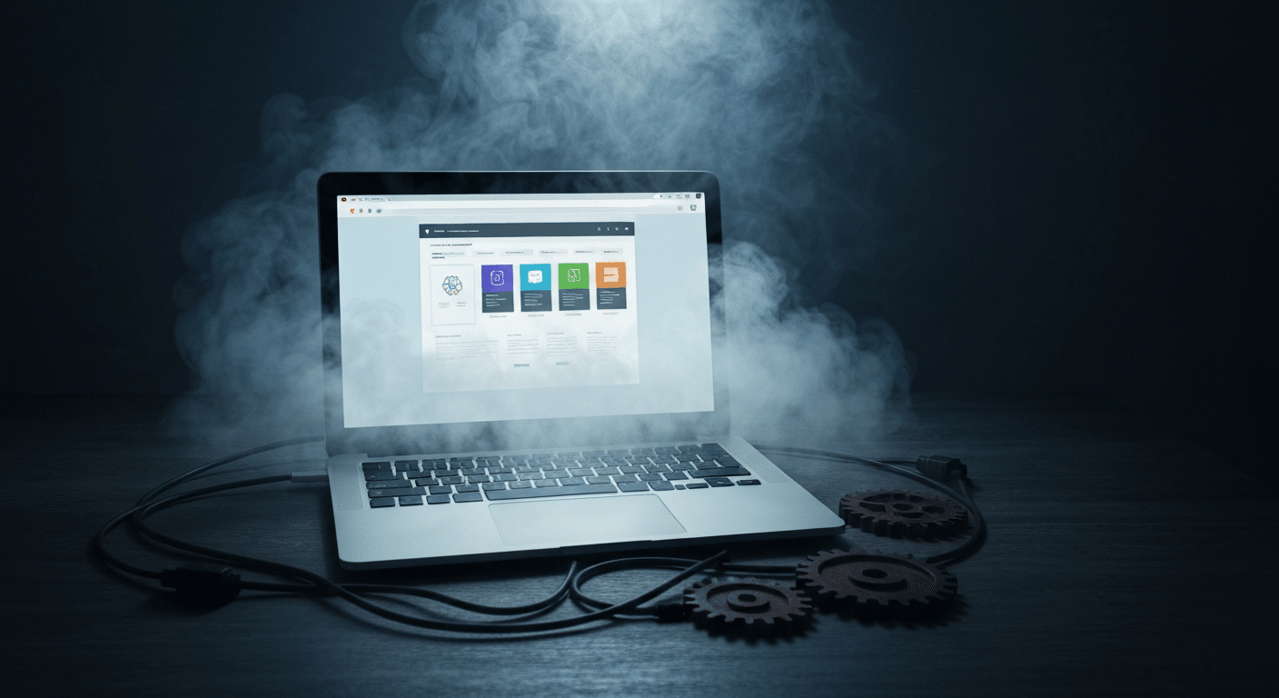 WordPress SEO Probleme 2026 – unsichtbare Website trotz gutem Content illustriert